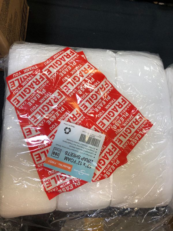 Photo 3 of 100-Pack 12" x 12" Foam Wrap Sheets Cushioning Foam, Moving and Packing Supplies, Fragile Stickers Included 2 count 