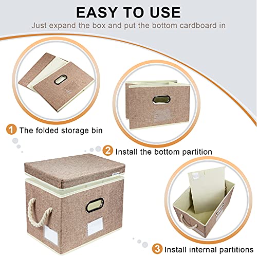 Photo 1 of 2 Count  OKBONN Storage Bins with Lids,[2 Pack Extra Large] Collapsible Storage Cubes Decorative Linen Fabric Storage Box Organizer Containers Baskets with Cover for Clothes,Toys,Books,Closet,Shelves,Kids Room,Office