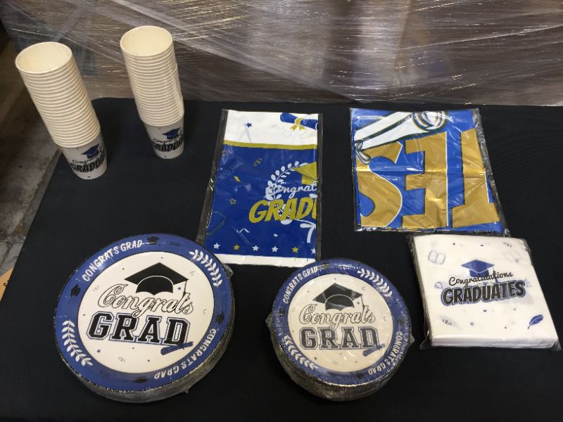 Photo 4 of 203 PCS Graduation Party Decorations 2022, Serves 50 Guests Graduation Plates and Napkins Graduation Banner Graduation Tablecloth, Cups---THE TABLECLOTH MAY HAVE THE YEAR 2021 ON IT, BUT EVERYTHING ELSE DOES NOT HAVE A YEAR---