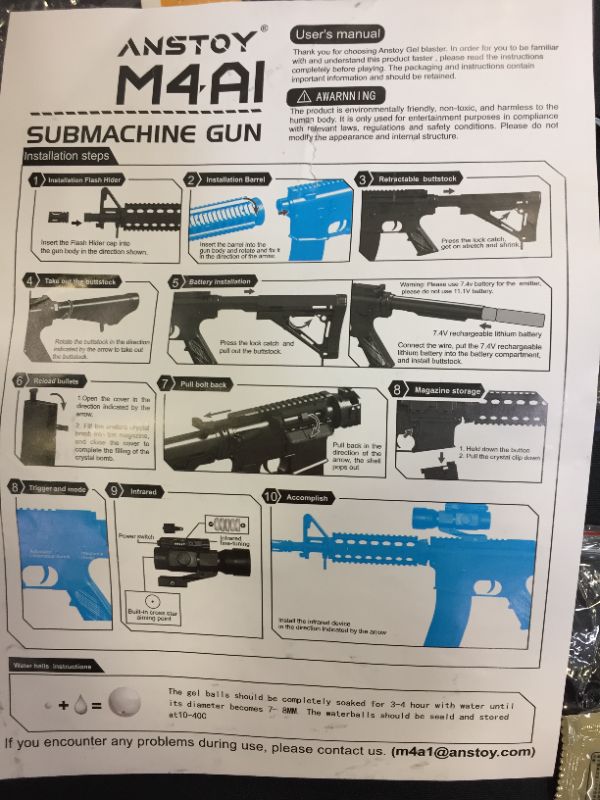 Photo 4 of Anstoy M4A1 Gel Bullet Blaster