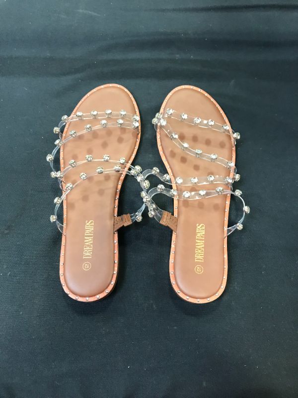 Photo 1 of  WOMENS dream pairs sandals ( CLEAR AND RHINESTONES ) ( SIZE: 12)