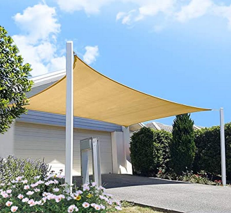 Photo 1 of EcoGarden 12' x 12' Sun Shade Sail Square for Patio Yard Deck Pergola Outdoor Sun Sail Shade UV Block (Sand Color 1pc)
