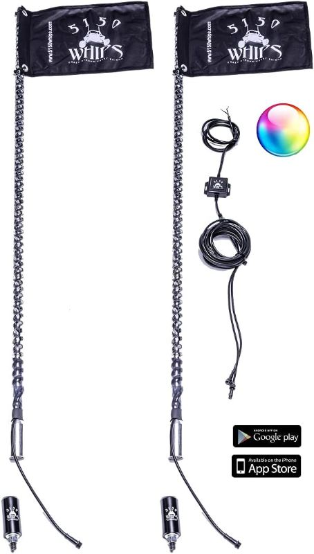 Photo 1 of 5150 Whips 187 Style Bluetooth Controlled LED Color Changing Whips - Move to Music/Sound - Crazy Bright. Crazy Strong. (Set of 2 Whips - 4Ft)

