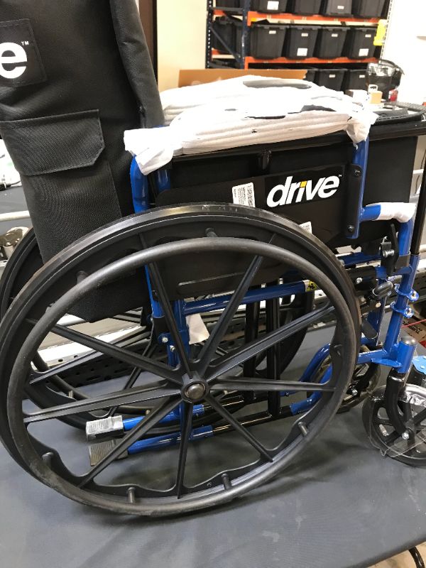 Photo 2 of Drive Medical BLS18FBD-ELR Blue Streak Lightweight Wheelchair with Swing-Away Elevating Leg Rests and Flip-Back Arms
