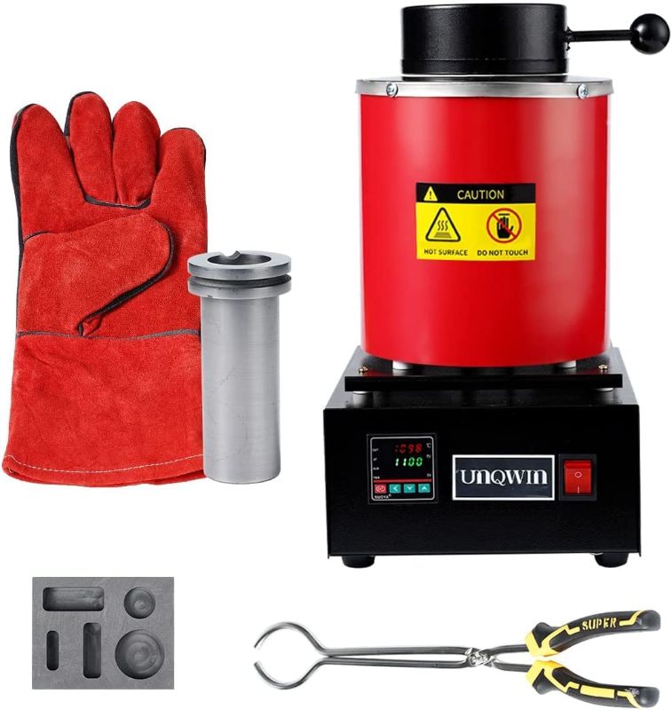 Photo 1 of 3KG Gold Melting Furnace, Digital Electric Melting Furnace Machine Kit with Graphite Crucible,1400W 2000? Furnace for Melt Scrap,Gold,Silver,Copper,Aluminum(Graphite Molds Pliers Gloves Included)
