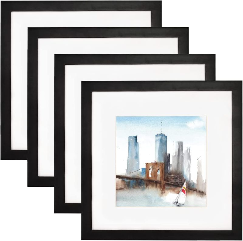 Photo 1 of Annecy 12x12 Picture Frame (4 Pack, Black) - Made of Solid Wood 12x12 Photo Frames with Real Glass or 8x8 with Mat - Wall Mount Only
