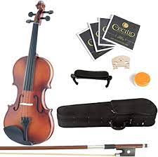Photo 1 of ?Mendini By Cecilio Violin For Kids & Adults - 1/32 MV300 Satin Antique Violins, Student or Beginners Kit w/Case, Bow, Extra Strings, Tuner, Lesson Book - Stringed Musical Instruments
