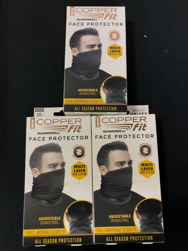 Photo 2 of Copper Fit Guardwell Neck Gaiter - Charcoal,1 Mask Per Pack, 4 Pack 
