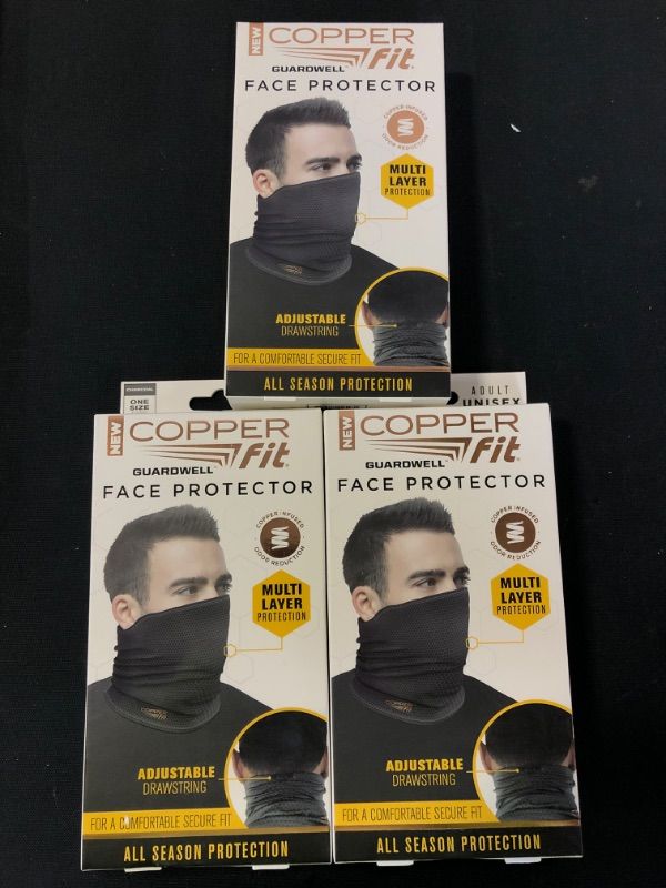 Photo 1 of Copper Fit Protective Copper Infused Face Protector, 1 Per Pack, 3 Packs 