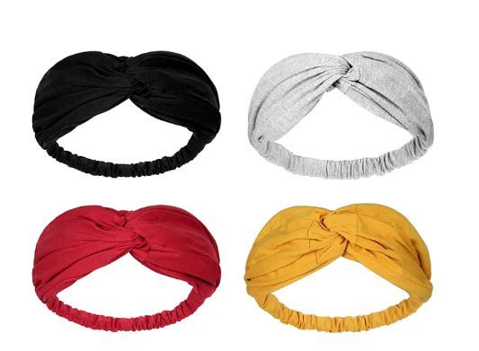 Photo 1 of Hatiis 6 Pack Wide Headbands for Women Non Slip Twist Knotted Stretchy Hair Bands for Girls Vintage Cross Turban Plain Headwrap Yoga Workout Vintage Hair Accessories 