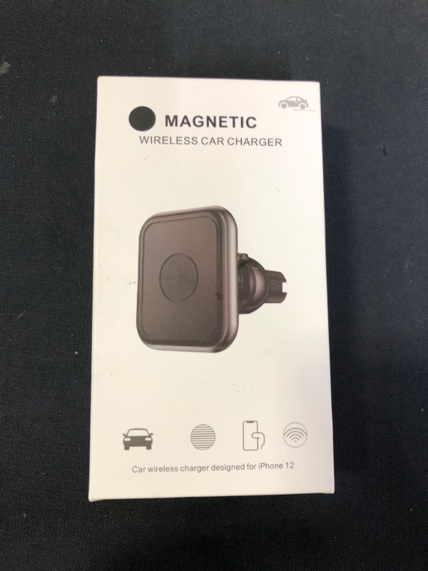 Photo 2 of   Magnetic Wireless Car Charger, zinc Alloy 15W/ 10W/ 7.5W/ 5W Fast Wireless Car Charger Mount for Mag-Safe Case/iPhone 12/12 Pro/ 12 Pro Max/ 12 Mini with QC3.0 Adapter (Black)
