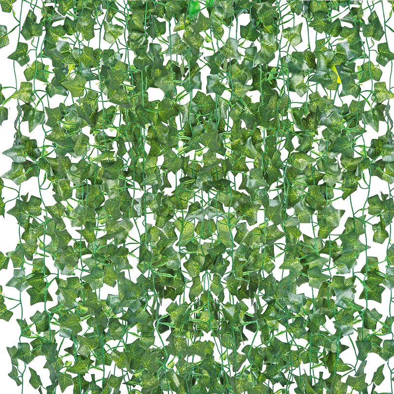 Photo 1 of 
Ouddy 12 Strands 87 Feet Fake Ivy Leaves Artificial Vines for Room Decor Hanging Plants Greenery Garland for Home Kitchen Garden Office Wedding Party Wall Decor