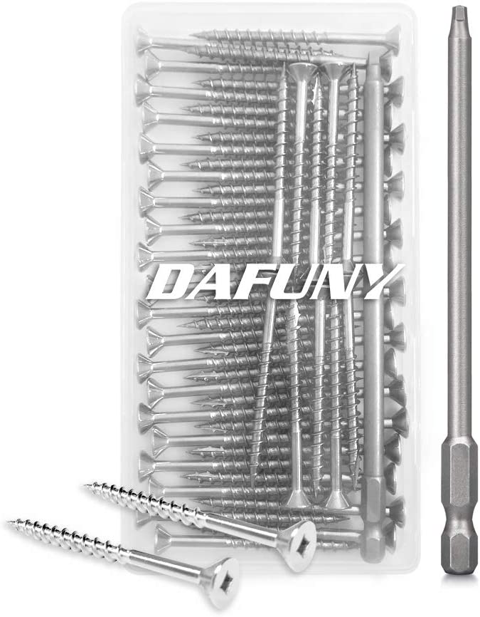 Photo 1 of [50 Pack] 2-1/2" #10 Wood Screws, Coarse Thread Number 10 Zinc Coated Pocket Hole Screws + 1 Piece S2 Steel 1/4" Shank, 6" Length Square Recess Head Screwdriver/Power Bit (50 Count), 5 Packs
