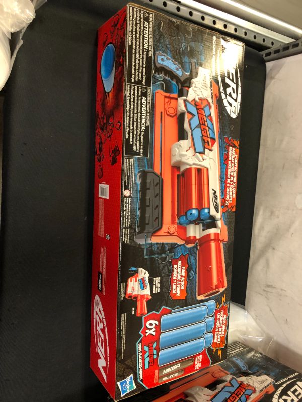 Photo 1 of NERF Mega XL Boom Dozer Blaster, Largest Mega Darts Ever, XL 6-Dart Rotating Drum, 6 Mega XL Whistler Darts, Pump Action,Standard Packaging
