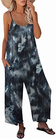 Photo 1 of SNUGWIND Womens Casual Sleeveless Strap Loose Adjustable Jumpsuits Stretchy Long Pants Romper with Pockets L
