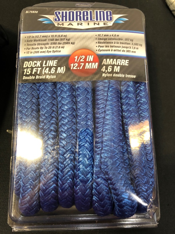 Photo 2 of  Blue Double Braided 1/2" in x 15' ft HD Boat Marine Dock Line Ropes