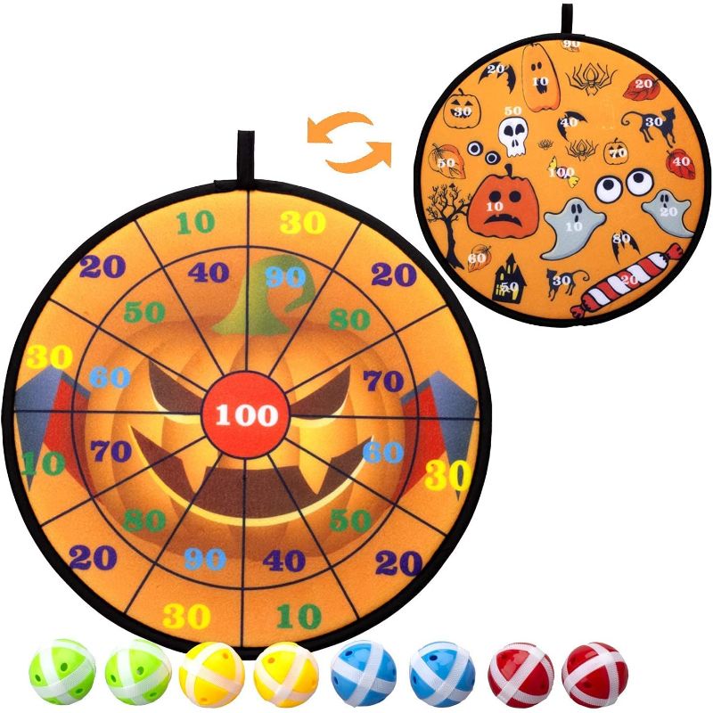 Photo 1 of Kyerivs Halloween Game for Kids, Halloween Dartboard Dart Board with Hook and 8 Sticky Balls Family Fun Best Toy Gift for Boys and Girls Indoor Outdoor Interactive Games 13 Inch
