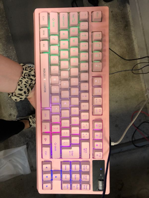 Photo 2 of RGB Gaming Keyboard and Mouse Combo,87 Keys Gaming Keyboard Wired RGB Backlit Gaming Keyboard Mechanical Feeling with RGB 7200 DPI Gaming Mouse and Pink Gaming Keyboard Set for PC MAC PS4 Xbox Laptop
