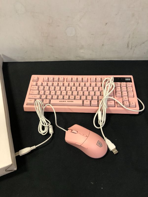 Photo 3 of RGB Gaming Keyboard and Mouse Combo,87 Keys Gaming Keyboard Wired RGB Backlit Gaming Keyboard Mechanical Feeling with RGB 7200 DPI Gaming Mouse and Pink Gaming Keyboard Set for PC MAC PS4 Xbox Laptop
