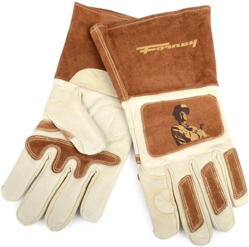 Photo 1 of Forney Signature Men's Welding Gloves, Large, White/Brown LARGE 
