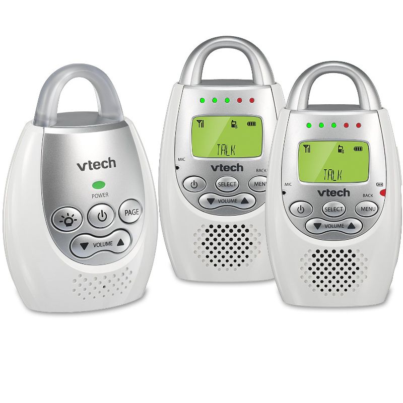 Photo 1 of VTech DM221-2 Audio Baby Monitor with up to 1,000 ft of Range, Vibrating Sound-Alert, Talk Back Intercom, Night Light Loop & Two Parent Units, White