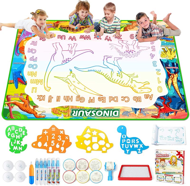 Photo 1 of Jasonwell Aqua Magic Doodle Mat - 60x40'' XXX-Large Water Drawing Doodling Mat Dinosaur Painting Coloring Writing Board Educational Toys Gift for Kids Toddlers Age 2 3 4 5 6 7 8 Year Old Girls Boys
