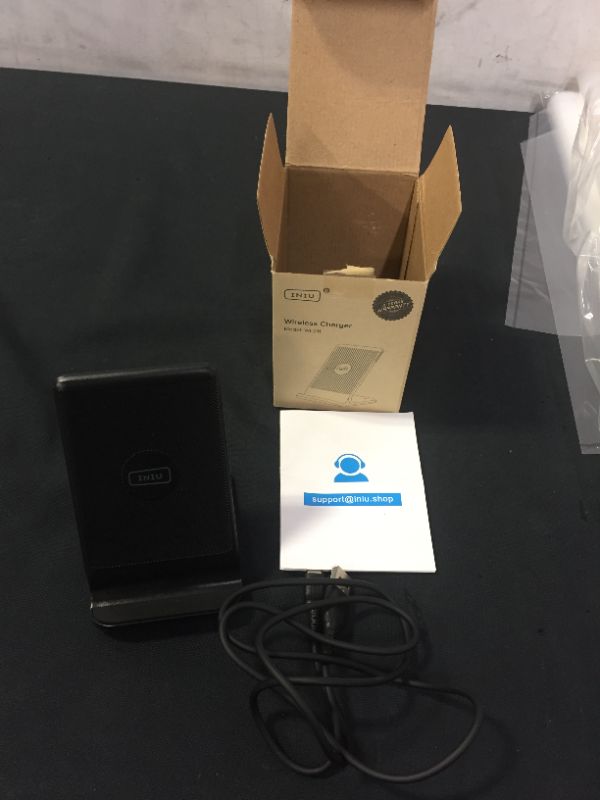 Photo 1 of INIU Wireless Charger, 15W Qi-Certified Fast Wireless Charging Stand with Sleep-Friendly Adaptive Light Compatible with iPhone 13 12 Pro XR XS 8 Plus Samsung Galaxy S21 S20 Note 20 10 Google LG etc.
