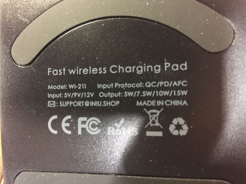 Photo 1 of INIU Wireless Charger, 15W Qi-Certified Fast Wireless Charging Stand with Sleep-Friendly Adaptive Light Compatible with iPhone 13 12 Pro XR XS 8 Plus Samsung Galaxy S21 S20 Note 20 10 Google LG etc.
