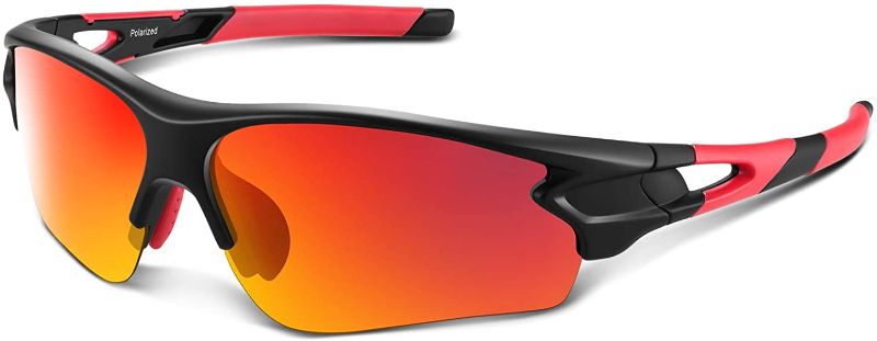 Photo 1 of Polarized Sports Sunglasses for Men Women, Red 