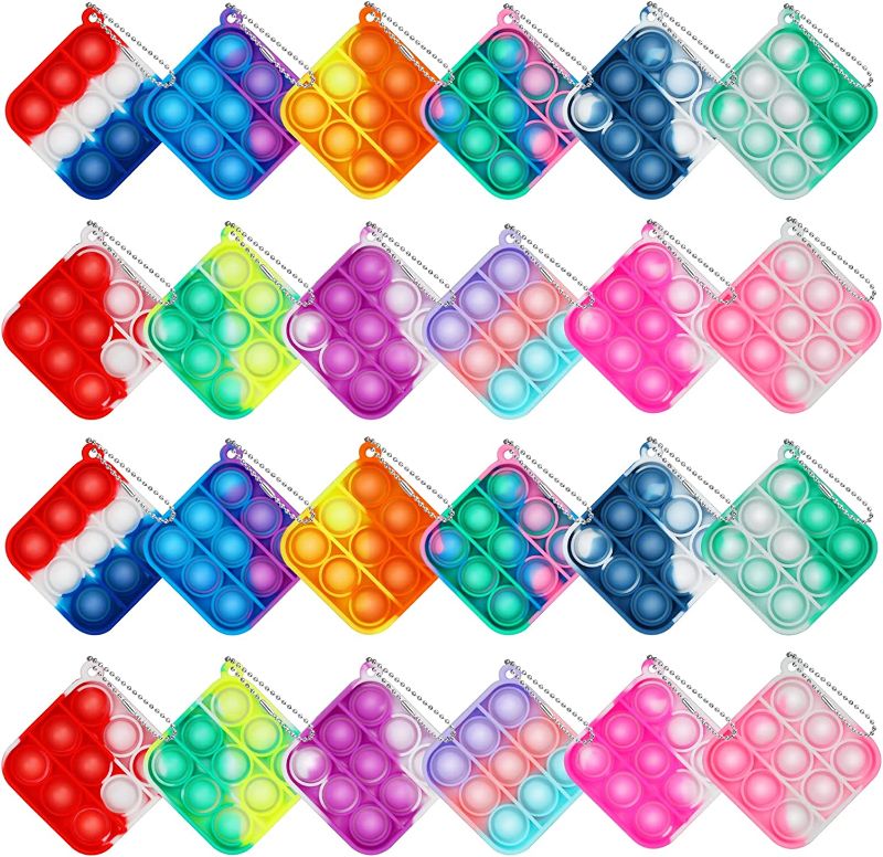 Photo 1 of Mini Pop Bulk Fidget Keychain Toys 24 Pack Kids Party Favors Goodie Bag Stuffers Mini Popper Fidget Party Favors, Anxiety Stress Relief Hand Toys, Party Supplies Return Gifts Classroom Prize for Kids
