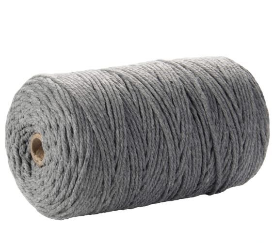 Photo 1 of 100% Natural Cotton Soft Unstained Rope for Handmade Plant Hanger Wall Hanging Craft Making, Gray, 3mm x 220 yd (About 200m), 2 Count