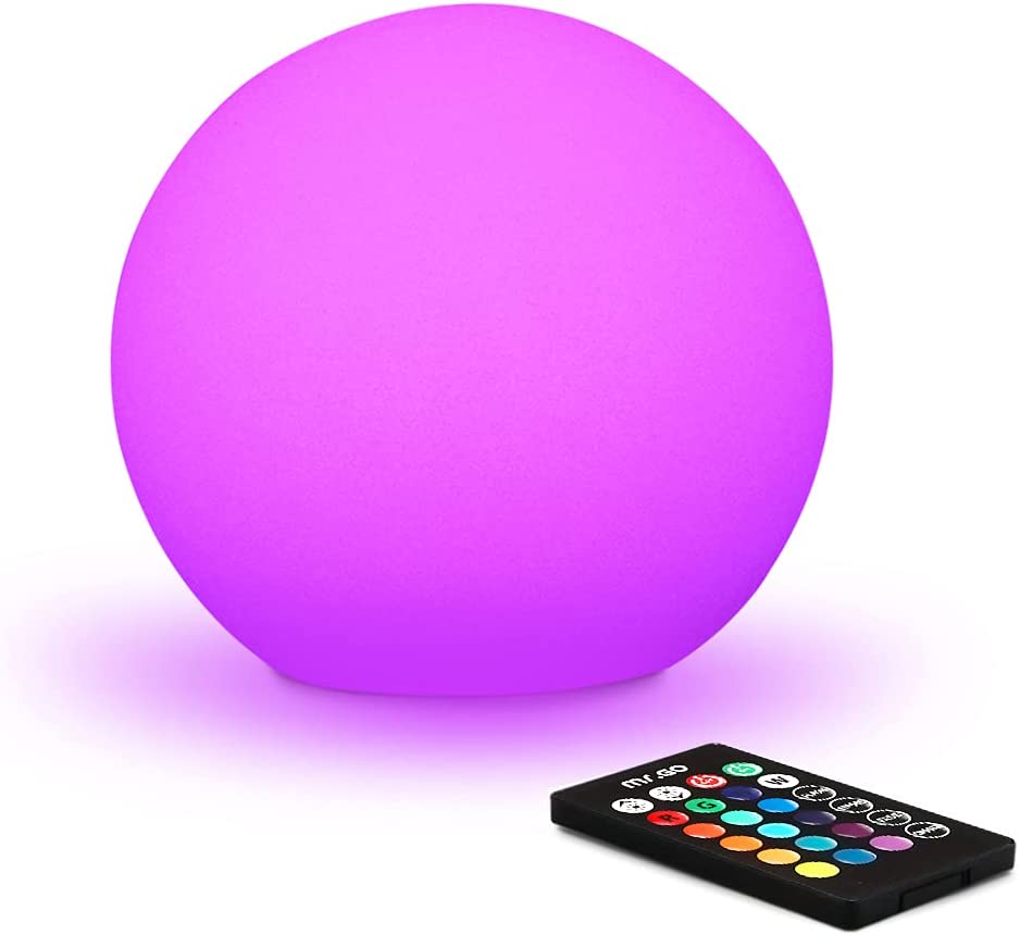 Photo 1 of Mr.Go 6-inch RGB Color-Changing LED Globe Orb Light w/Remote, Mood Lamp Kids Night Light, 16 Dimmable Colors & 4 Modes, Battery & AC Adapter Power, Home Bedroom Patio Pool Decorative Lighting
