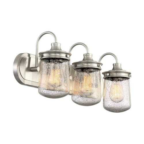 Photo 1 of Kira Home Vanity 3 Light 23" Mason Jar Shade Bathroom Kitchen Seeded Glass
