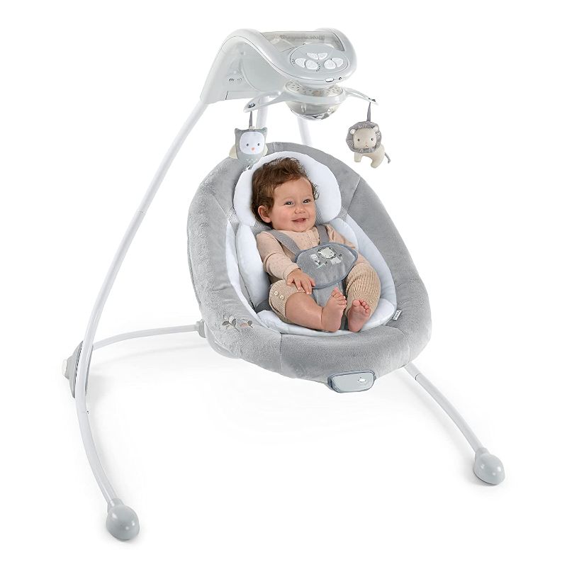 Photo 1 of Ingenuity InLighten Baby Swing - Cool Mesh Fabric, Vibrations, Swivel Infant Seat, Nature Sounds, Light Up Motorized Mobile - Braden
