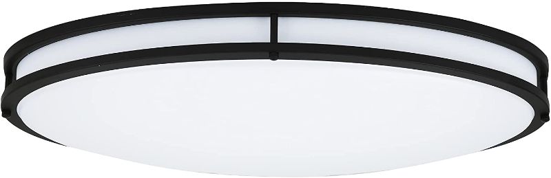 Photo 1 of 24in DC Matte Black Oval 40W, 2800 Lumens Dimmable LED Flush Mount Ceiling Light, Soft White, Bright White, Daylight 3000K/4000K/5000K, EV1424C3C-43
