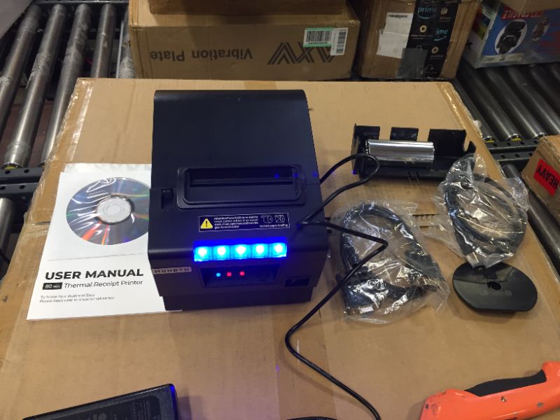 Photo 1 of MUNBYN Receipt Printer P068, 3 1/8" 80mm Direct Thermal Printer, POS Printer with Auto Cutter - Receipt Printer with USB Serial Ethernet Windows Driver ESC/POS Support Cash Drawer
