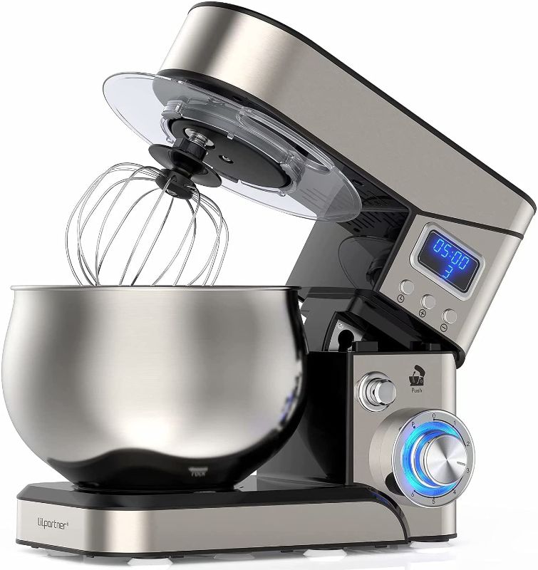 Photo 1 of Stand Mixer, 1200W Stainless Steel Mixer 5.3-QT LCD Display Food Mixer, 6+P Speed Kitchen Electric Mixer Tilt-Head Mixer with Stainless Steel Bowl, Dough Hook, Beater, Whisk
