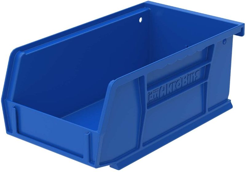 Photo 1 of 5x Akro-Mils 30230 AkroBins Plastic Storage Bin Hanging Stacking Containers, (11-Inch x 5-Inch x 5-Inch), Blue