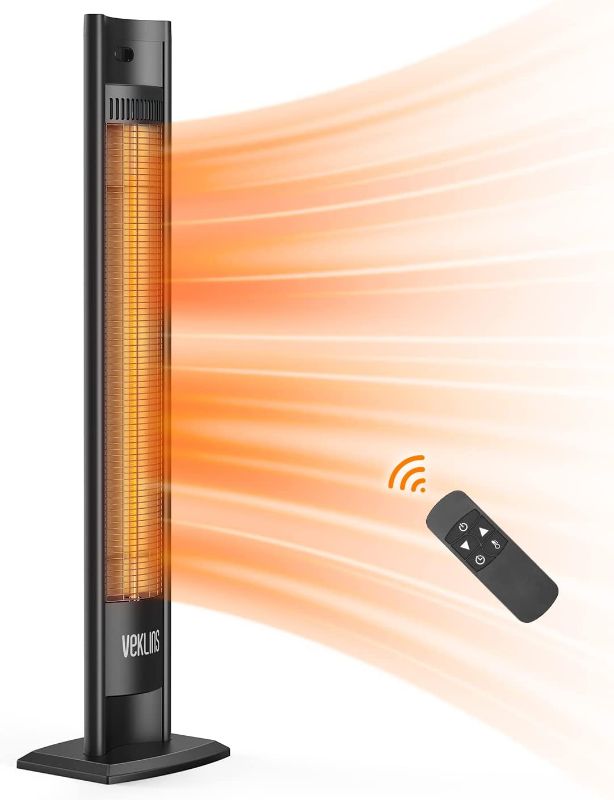 Photo 1 of Outdoor Patio Heater, Electric Infrared Patio Heater with Remote, 2 Heat Levels & 24H Timer, 1500W 3s Instant Heating Waterproof Space Heater with Tip-Over/Overheat Protection for Outdoor Indoor Use
