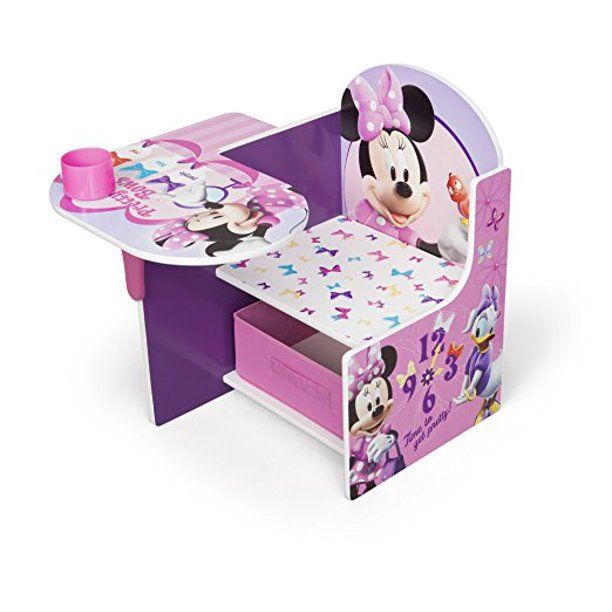 Photo 1 of Disney Minnie Mouse Chair Desk with Storage Bin by Delta Children---ITEM IS DIRTY---SIDE PART HAS LONG BLADE CUT---

