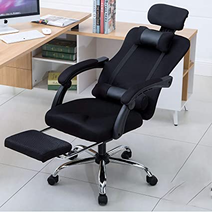 Photo 1 of POLANDI Mesh Ergonomic Swivel Tilt Desk Chair for Office Home Work Computer Computer 300 Lbs Capacity with Concealed Footrest, Headrest and Lumbar Support Cushion (PK-Black)
