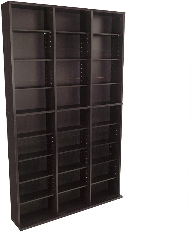 Photo 1 of Atlantic Oskar Adjustable Media Cabinet - Holds 756 CDs, 360 DVDs or 414 Blu-Rays/Games, 21 Adjustable and 6 Fixed Shelves PN in Espresso
