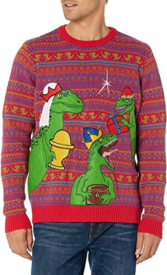 Photo 1 of Blizzard Bay Men's Ugly Christmas Sweater Dinosaur---XL---
