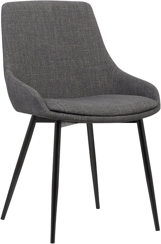 Photo 1 of Armen Living Mia Contemporary Upholstered Dining Chair with Metal Legs, Height, Charcoal
