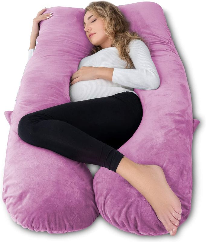 Photo 1 of AngQi Pregnancy Body Pillow,Maternity Body Pillow with Pillow Cover,U Shaped Body Pillow (Purple Pink) 55"
