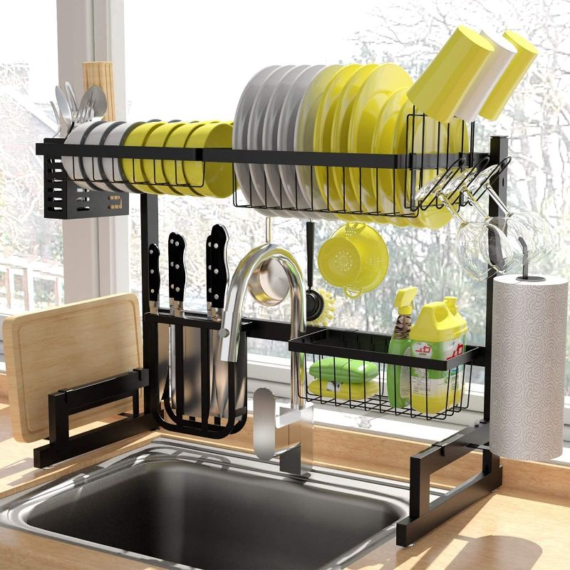 Photo 1 of ADBIU Over The Sink (24"- 32.5" L) Dish Drying Rack (Expandable Dimension) Snap-On Design 2 Tier Kitchen Large Dish Drainer Stainless Steel Counter Storage Organizer
