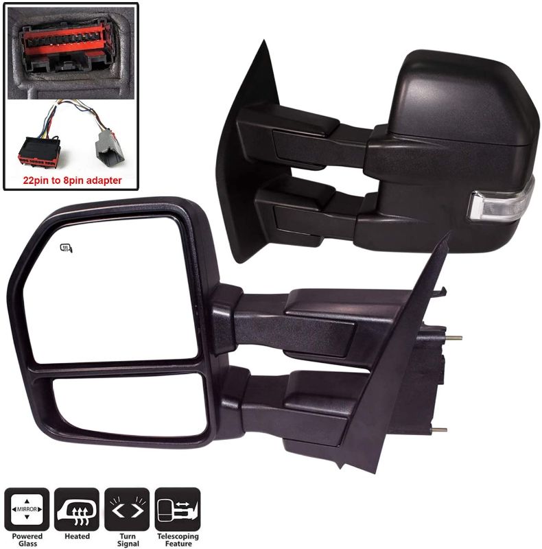 Photo 1 of AERDM New Pair towing mirror Black Housing with Temperature sensor fit 2015-2018 Ford F150 Truck Towing Mirrors w/ Turn Signal, Auxiliary Lamp
