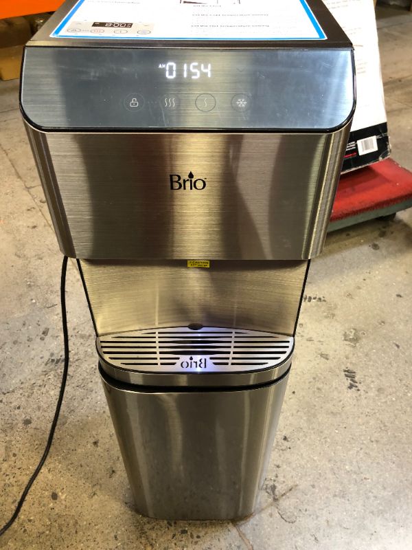 Photo 2 of Brio Moderna Bottom Load Water Cooler Dispenser - Tri-Temp, Adjustable Temperature, Self-Cleaning, Touch Dispense, Child Safety Lock, Holds 3 or 5 Gallon Bottles, Digital Display and LED Light
