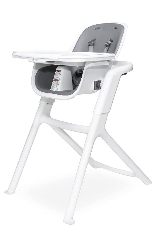 Photo 1 of 4moms Connect high Chair | Baby High Chair with One-Handed, Magnetic Tray Attachment | Grow-with-Me | from The Makers of The mamaRoo | White/Grey
