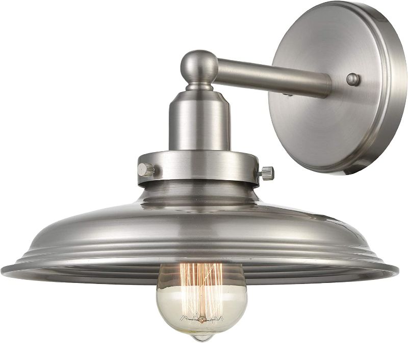 Photo 1 of WILDSOUL 40031SN Vintage Edison Barn Wall Sconce, LED Compatible Industrial Modern Farmhouse Vanity Wall Light Fixture with Bulb, Brushed Nickel Finish
